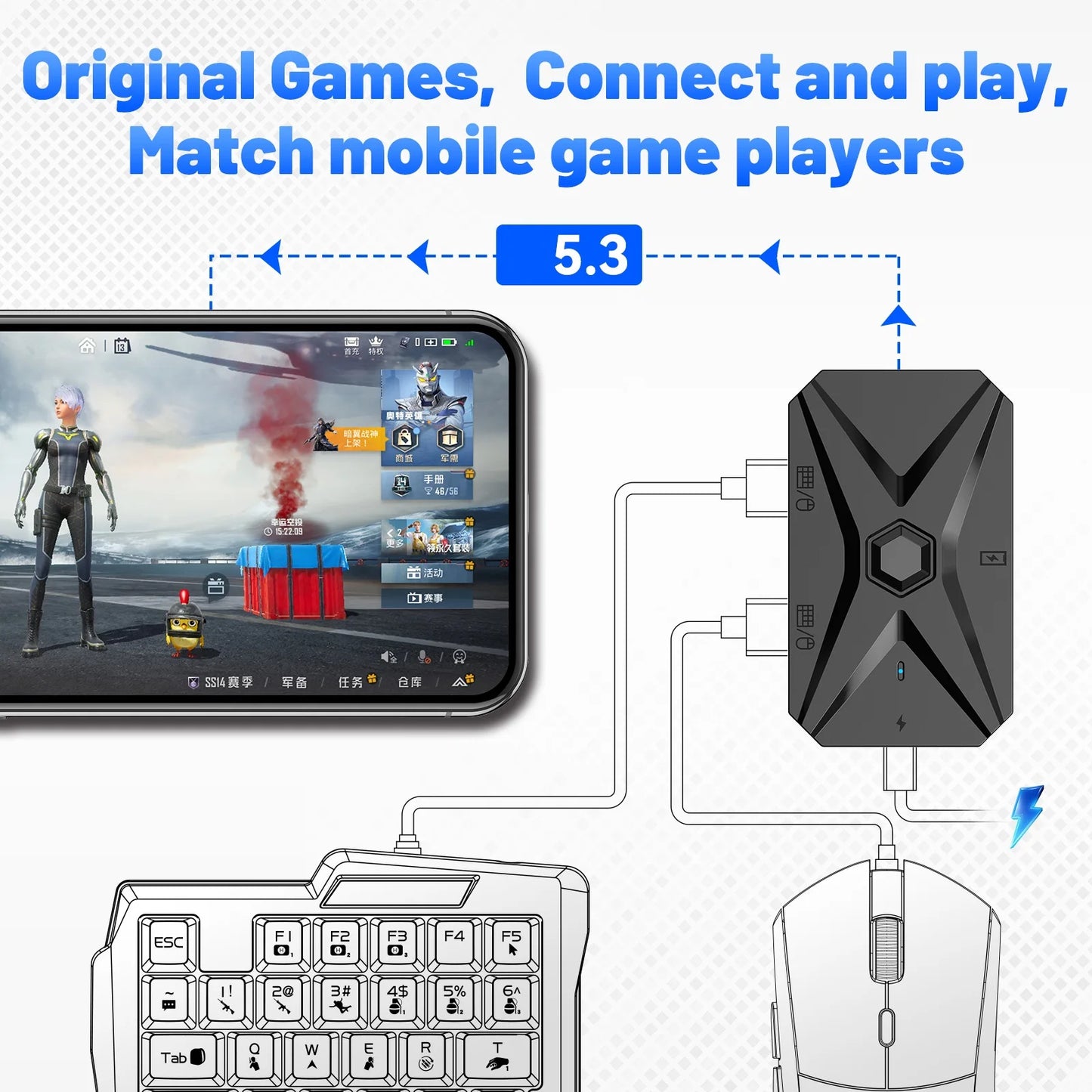 M1 Pro+ Mobile Gaming Adapter Keyboard Mouse PUBG COD