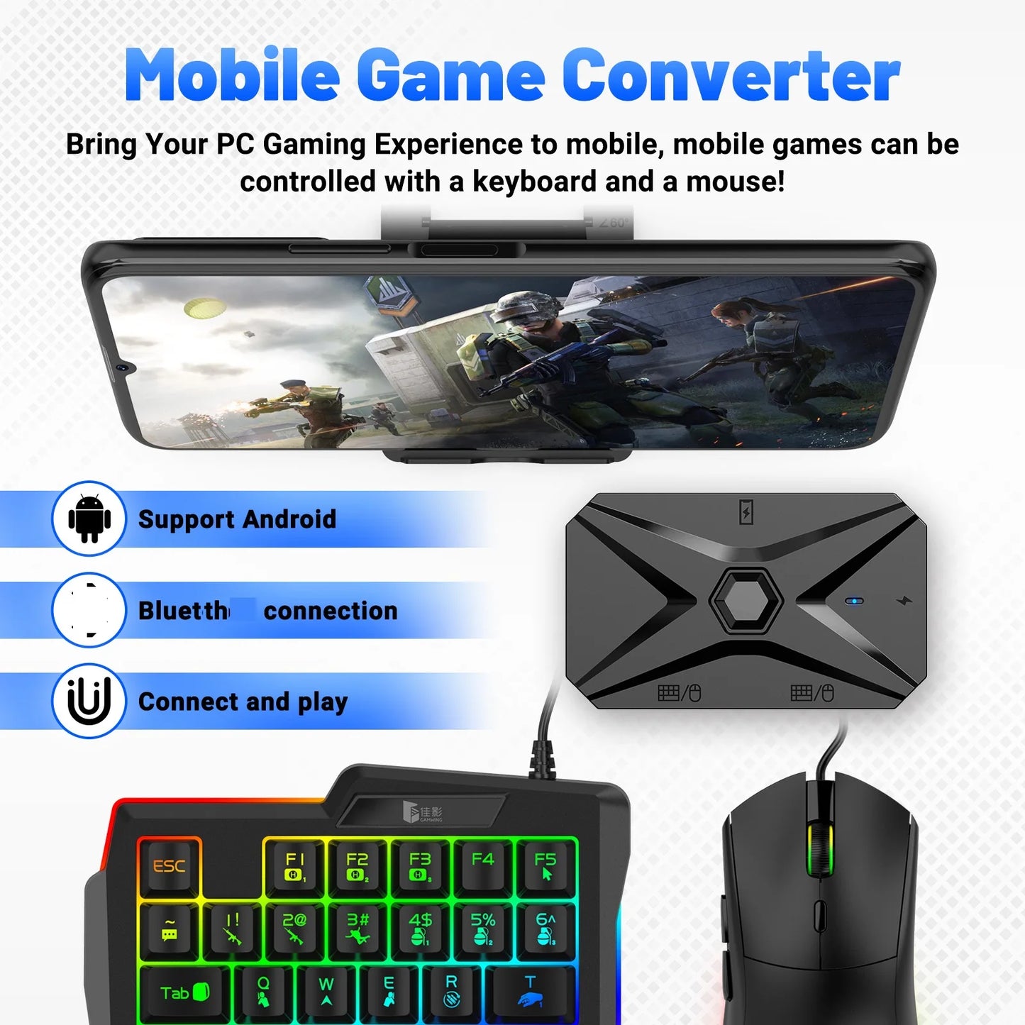 M1 Pro+ Mobile Gaming Adapter Keyboard Mouse PUBG COD