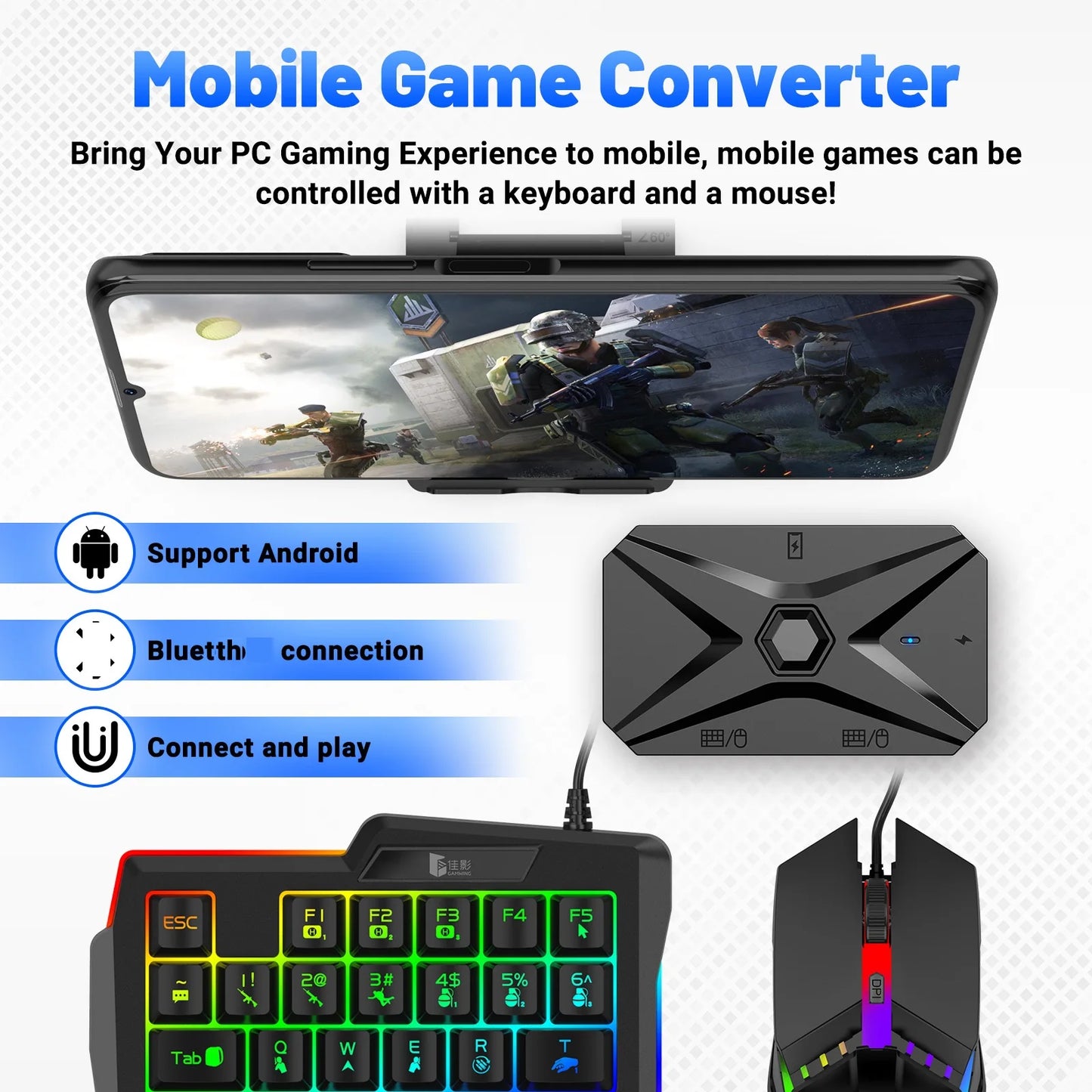 M1 Pro+ Mobile Gaming Adapter Keyboard Mouse PUBG COD