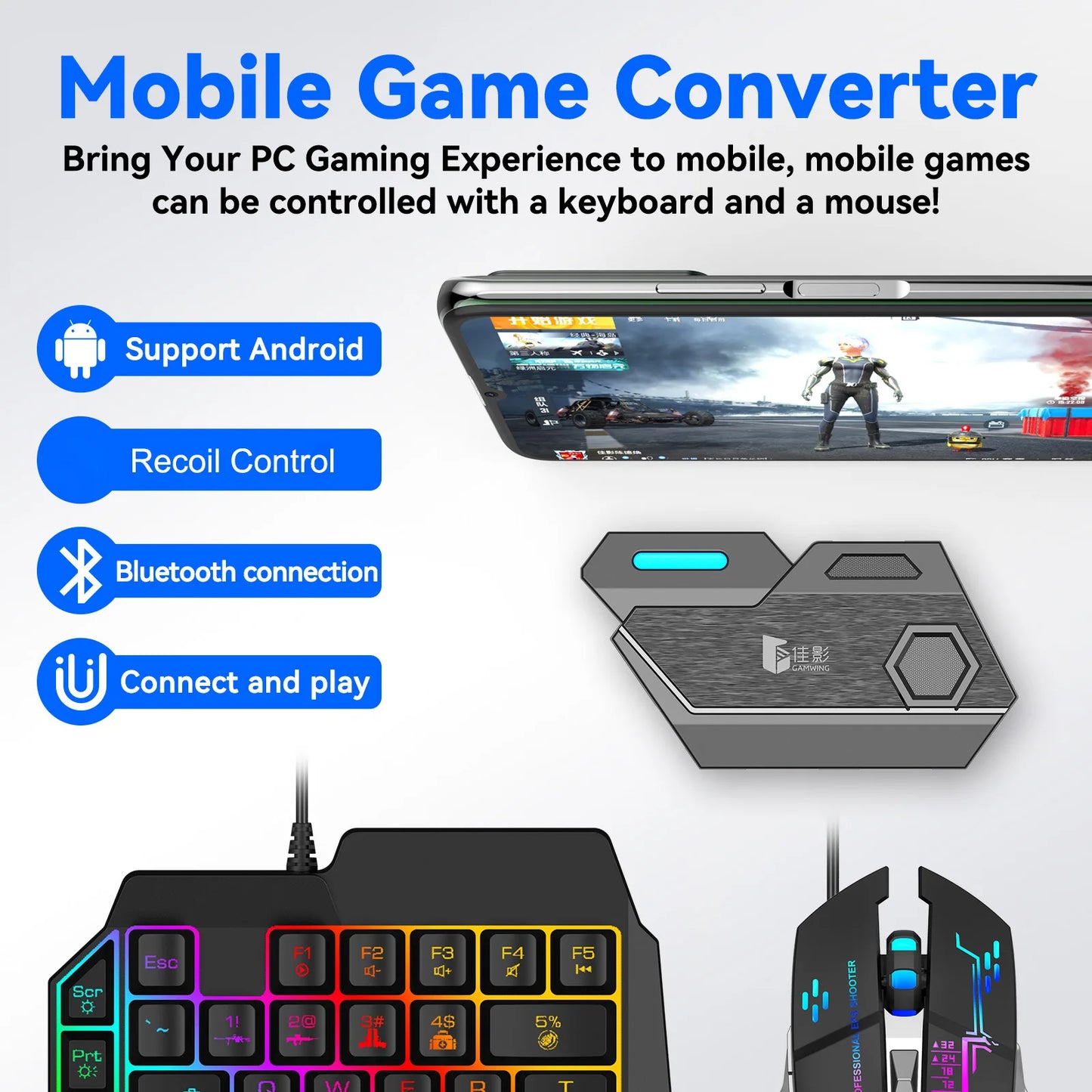 5 in 1 Mobile Gaming Kit Keyboard Mouse PUBG COD