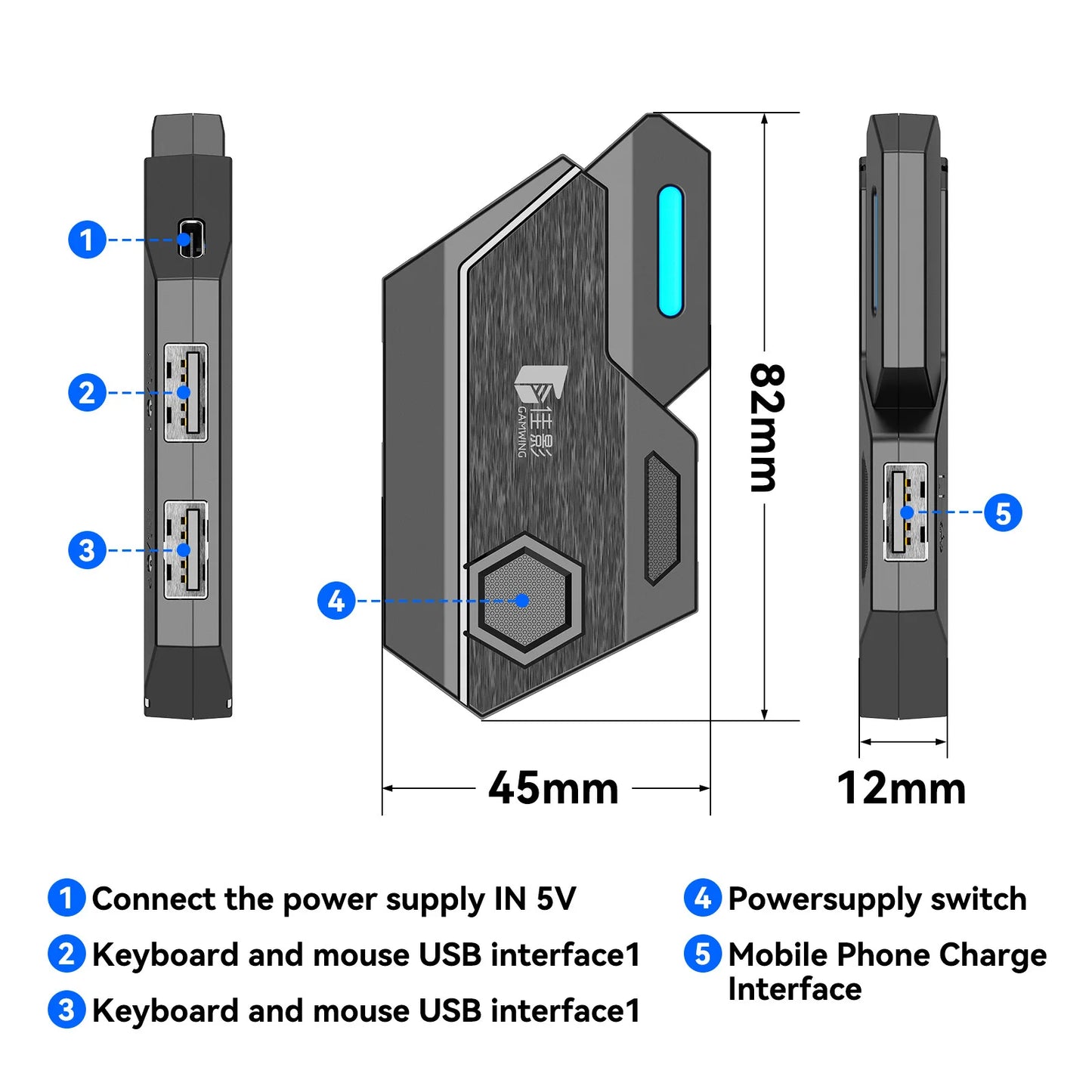 5 in 1 Mobile Gaming Kit Keyboard Mouse PUBG COD